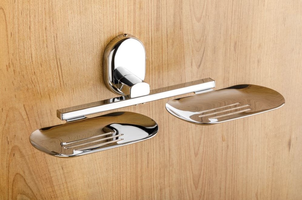 Merlin MC-107 Double Soap Dish Bathroom Accessory for Home, Hotel and Apartment Washrooms, Elegant and Practical Dual Soap Holder for Organized Everyday Use, Decor and Value